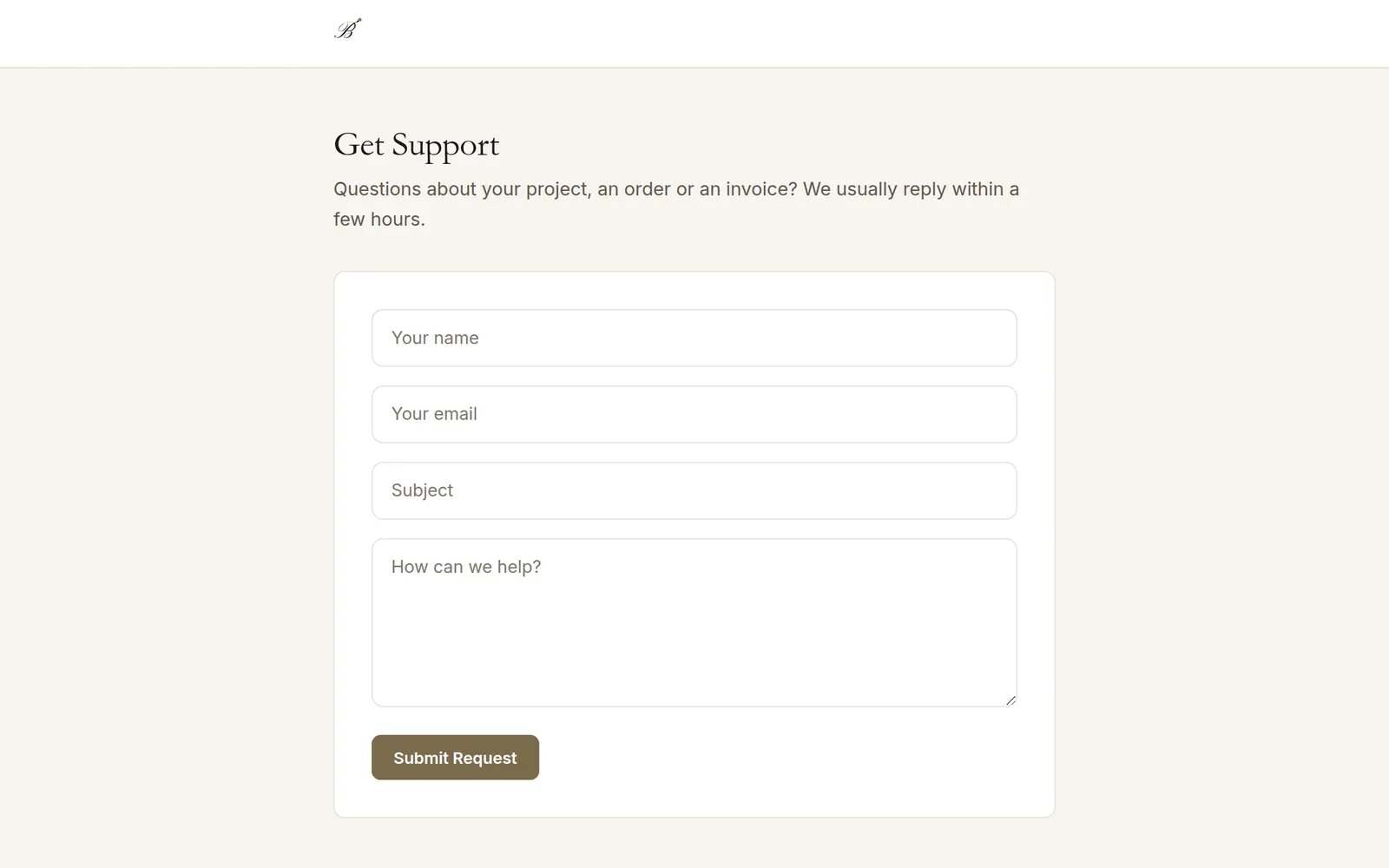 Public support request form
