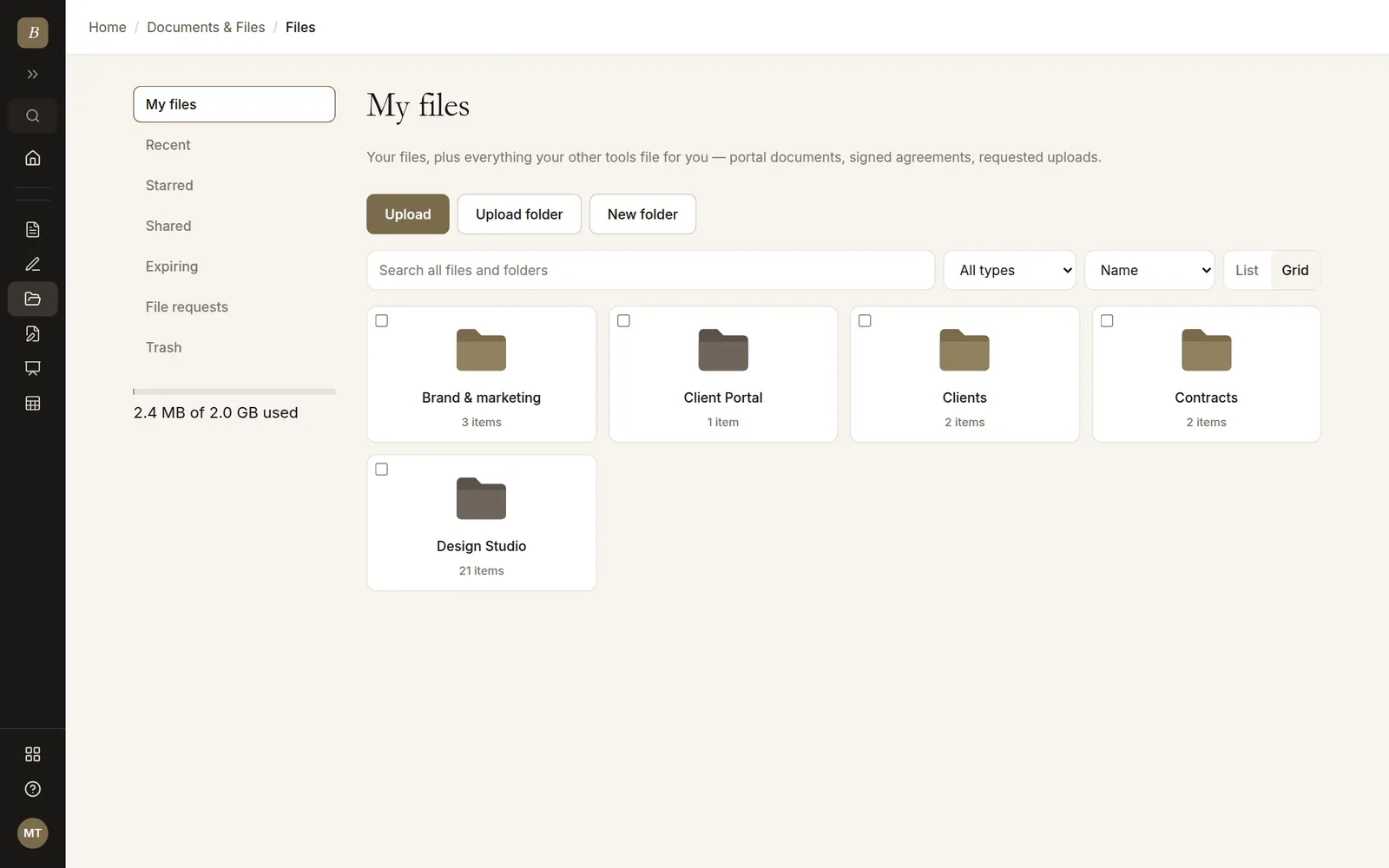 My files with folders
